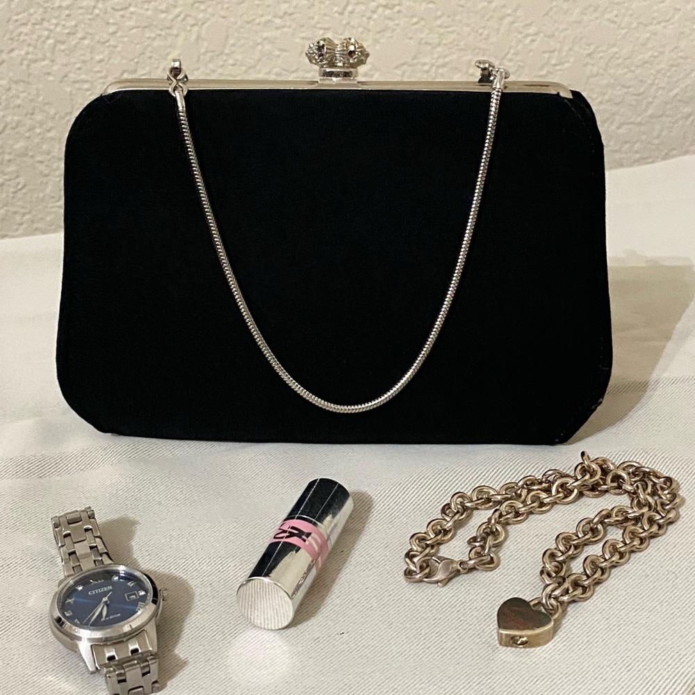 Vintage Black Clutch with Silver Accents